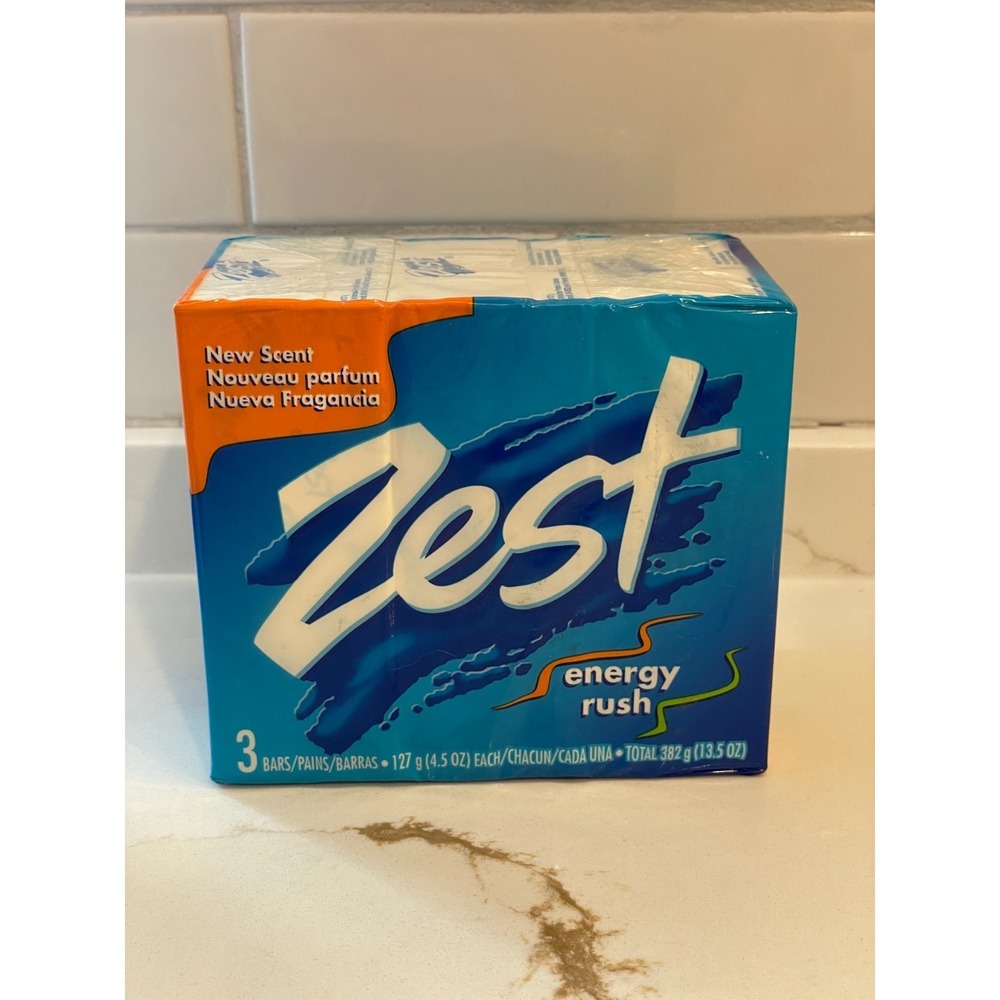 Zest Energy Rush Bath Soap 3 Bar Pack 4.5 oz Each Scented Old Stock‎ Sealed
